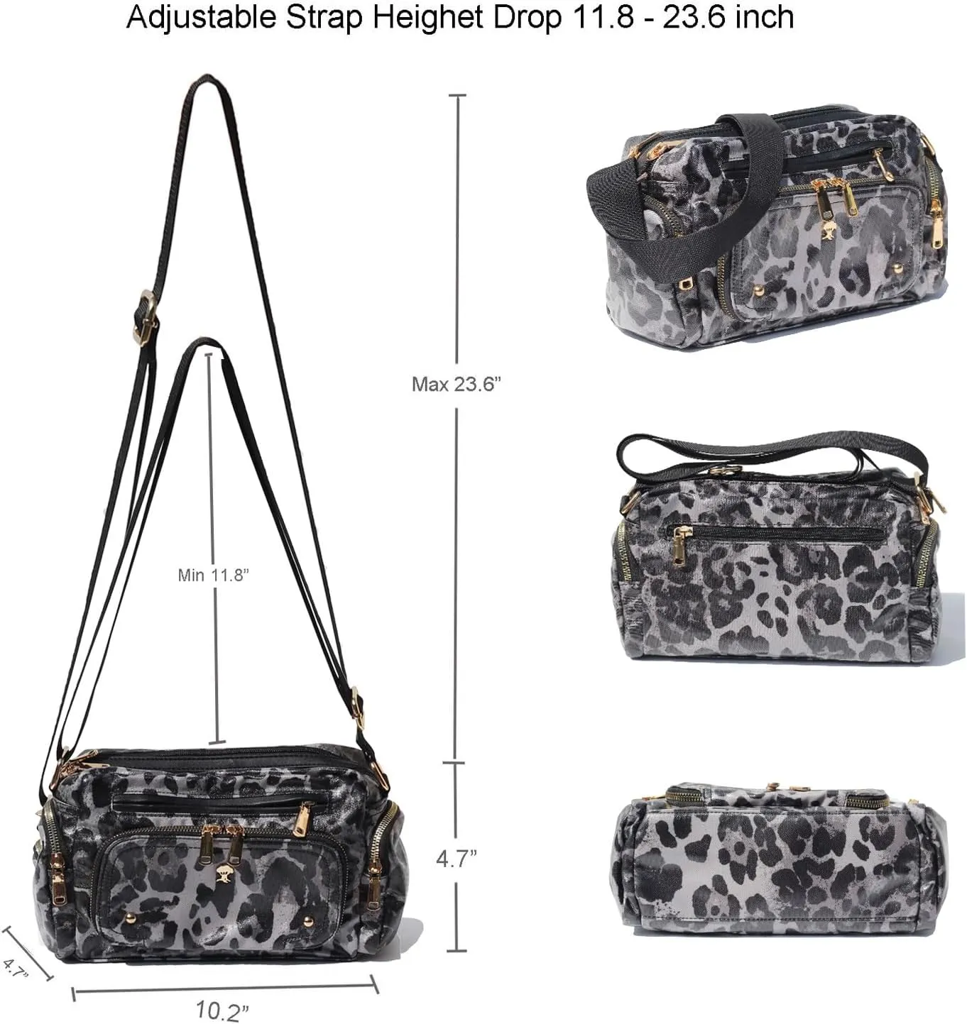 Women Fashion Tote Crossbody Handbags for Women Multi Pockets Shoulder Bag Nylon Travel Purse