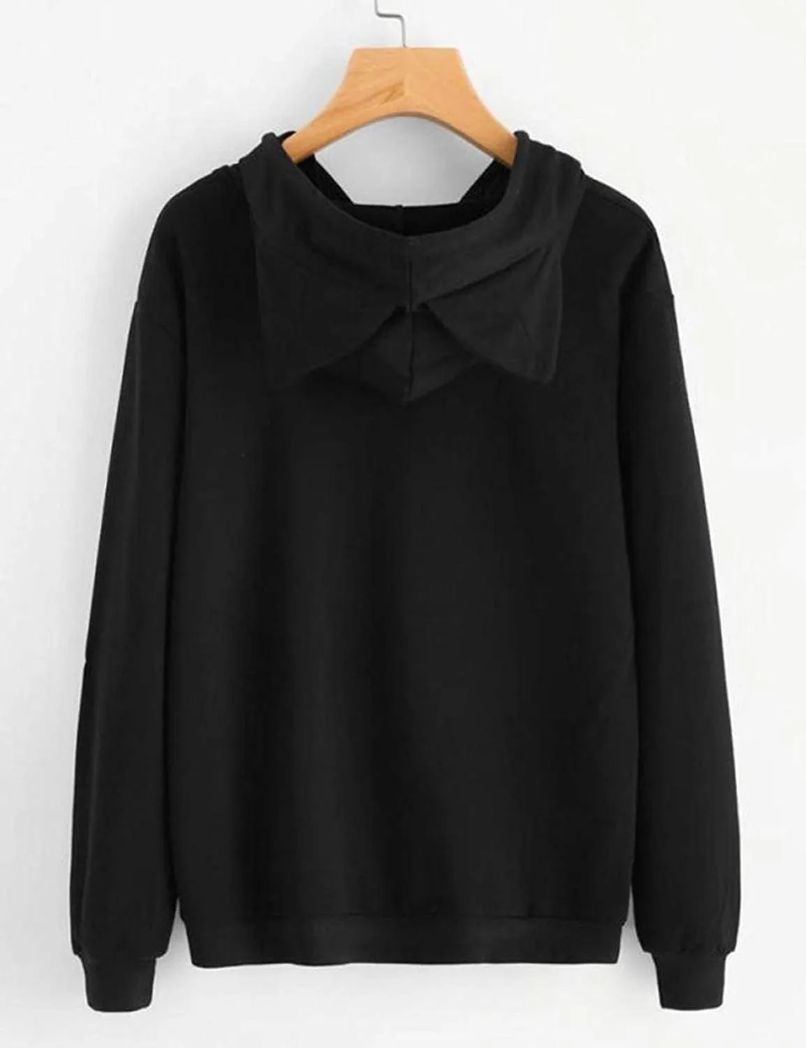 Women Girl Hoodies Cute Cat Ear Novelty Printed Pullover Sweatshirt