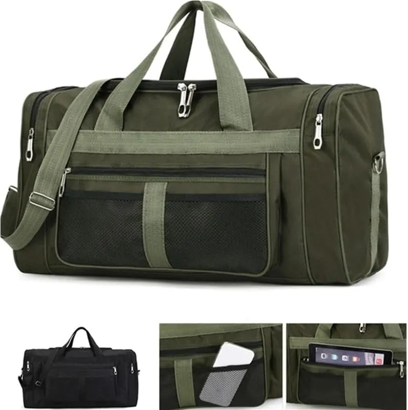 Women Men Nylon Travel Duffela Bag Carry On Luggage Bag Men Tote Large Capacity Weekender Gym Sport Holdall Overnight Bag Pouches(Military Green)