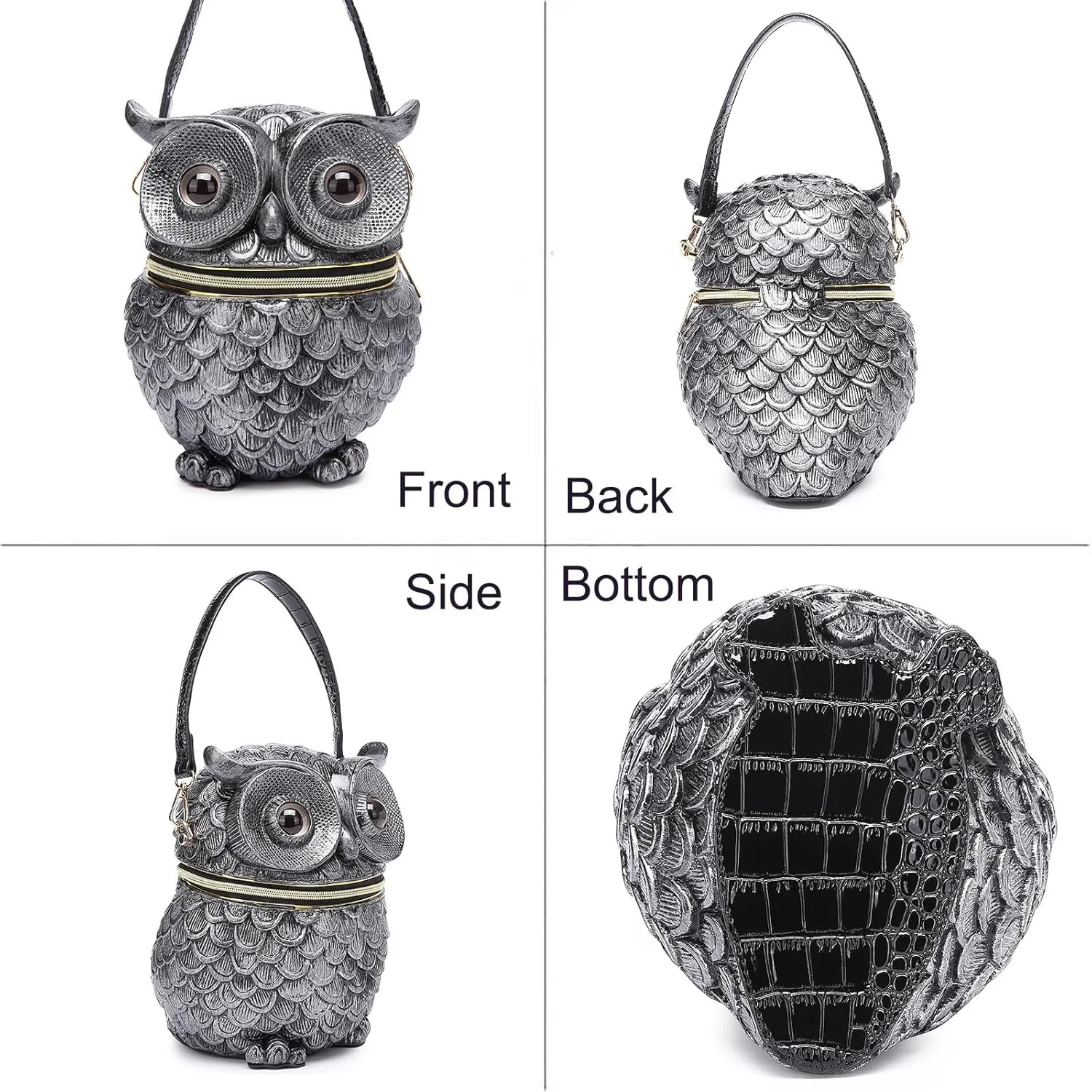 Women Owl Shaped Crossbody Shoulder Bag Unique PVC Handbag Novelty Owl Purse
