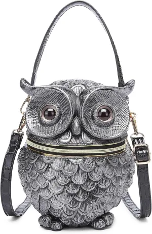 Women Owl Shaped Crossbody Shoulder Bag Unique PVC Handbag Novelty Owl Purse