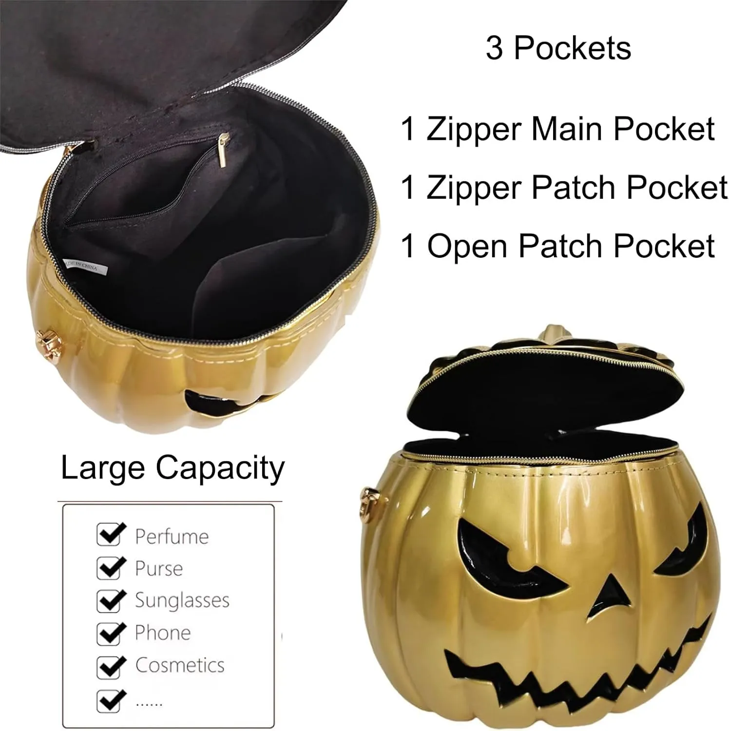 Women Pumpkin Shaped Crossbody Shoulder Bag Unique Weird PVC Handbag Novelty Halloween Pumpkin Purse