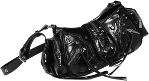 Women Rivets Shoulder Bag Retro Armpit Bag Multi-Pockets Handbag All-Matching Crossbody Bag Commuting Bag for Everyday