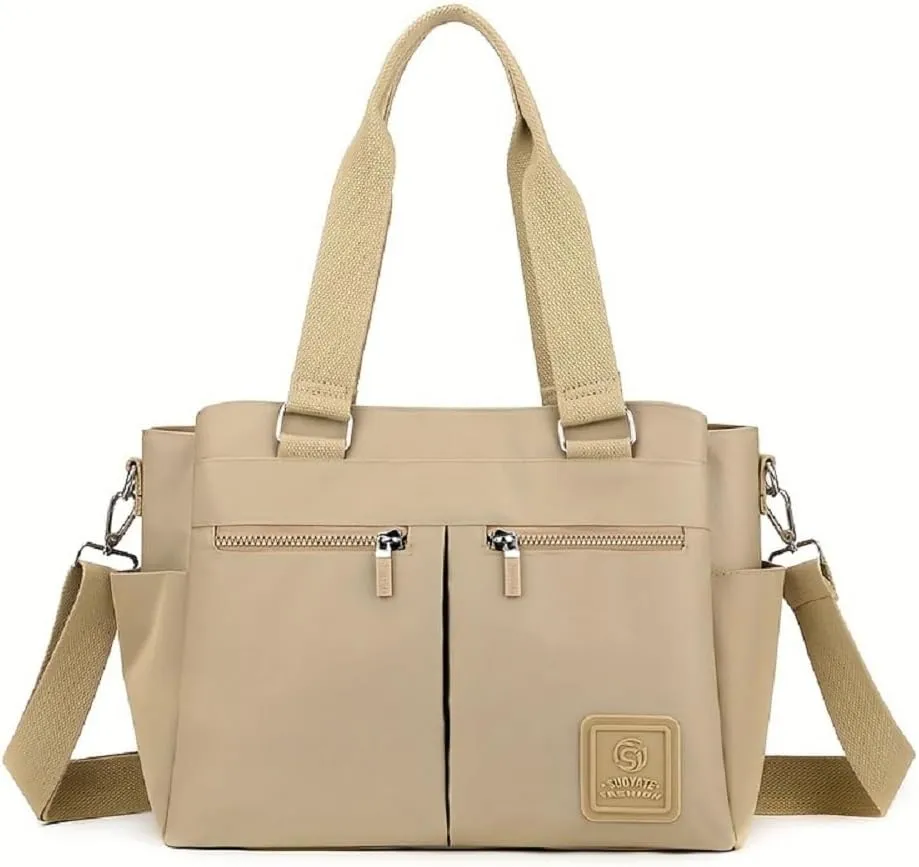 Women Tote Bag Water Resistant Nylon Handbags Multi Compartment Large Shoulder Crossbody Bag