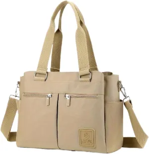 Women Tote Bag Water Resistant Nylon Handbags Multi Compartment Large Shoulder Crossbody Bag