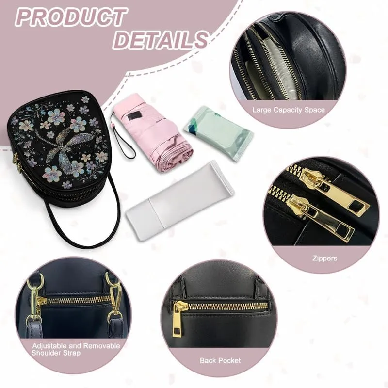 Women Travel Crossbody Cell Phone Purse, PU Leather Wallet Shoulder Bag Zipper Top Handle Handbag Multi Pocket