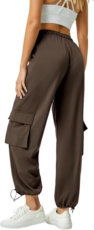 Women's Cargo Pants Water Resistant Lightweight Drawstring Hiking Joggers Base Jump Parachute Pants