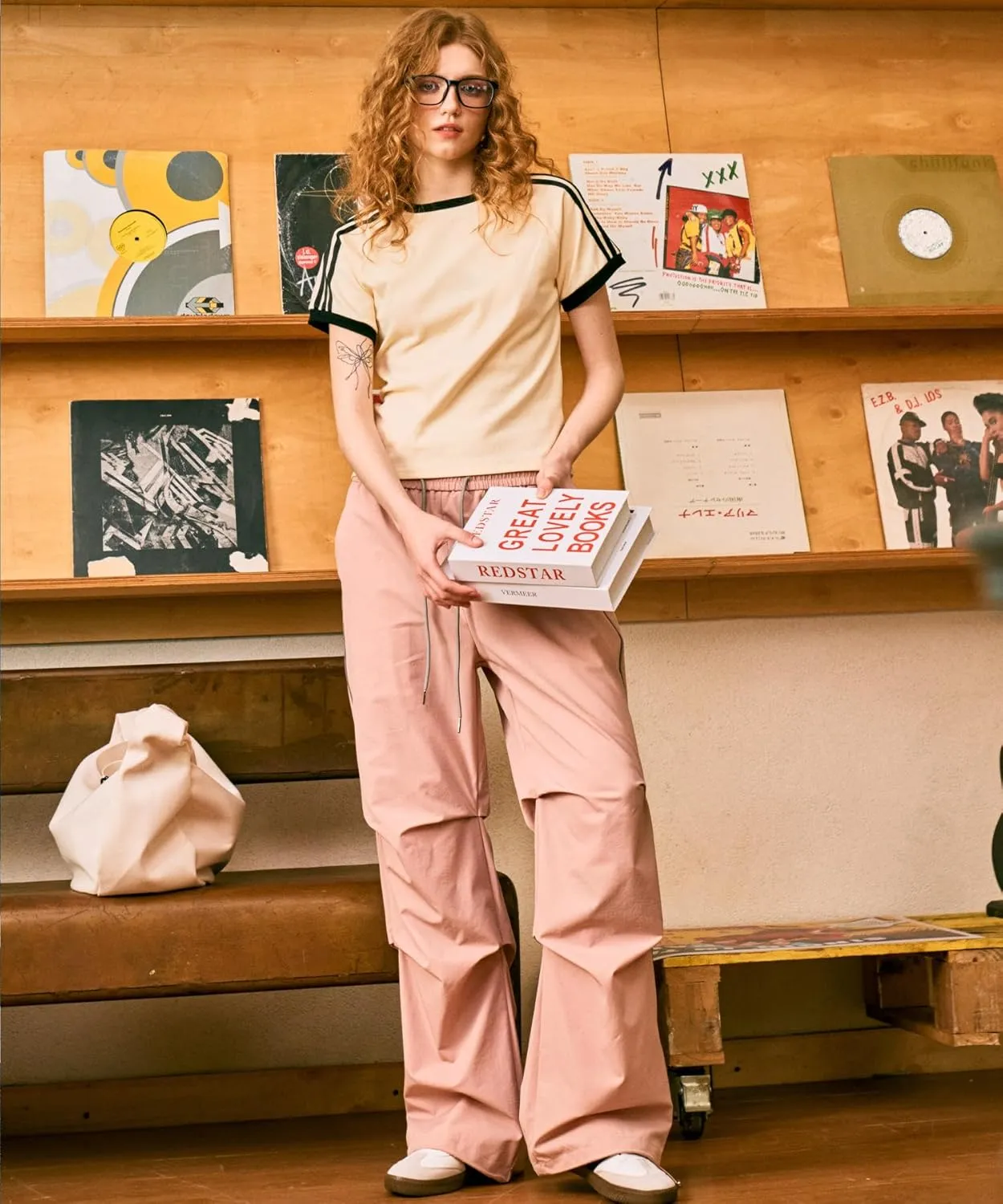 Women's Casual Parachute Pants Baggy Hiking Pants Drawstring Elastic Waist Track Y2K Trousers