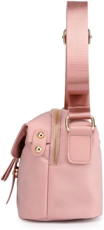 Women's Crossbody Handbags Nylon Crossbody Bags for Women Waterproof Shoulder Bag Travel Size Satchel Bags Hobo Handbag Pink