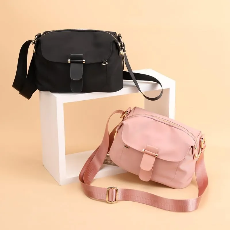 Women's Crossbody Handbags Nylon Crossbody Bags for Women Waterproof Shoulder Bag Travel Size Satchel Bags Hobo Handbag Pink
