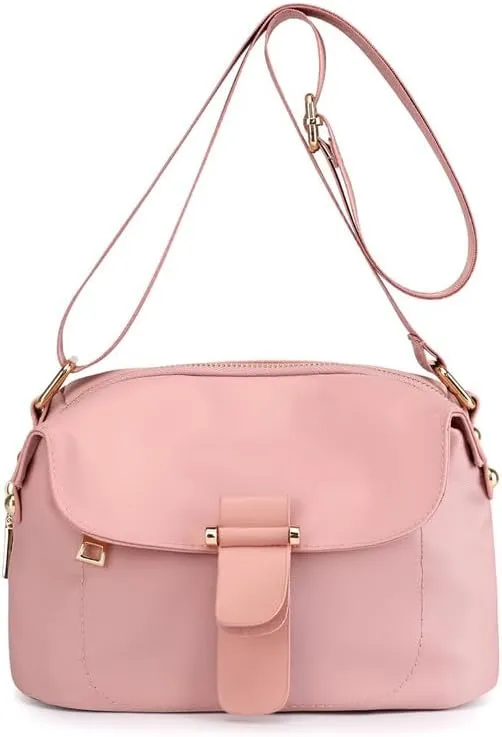 Women's Crossbody Handbags Nylon Crossbody Bags for Women Waterproof Shoulder Bag Travel Size Satchel Bags Hobo Handbag Pink
