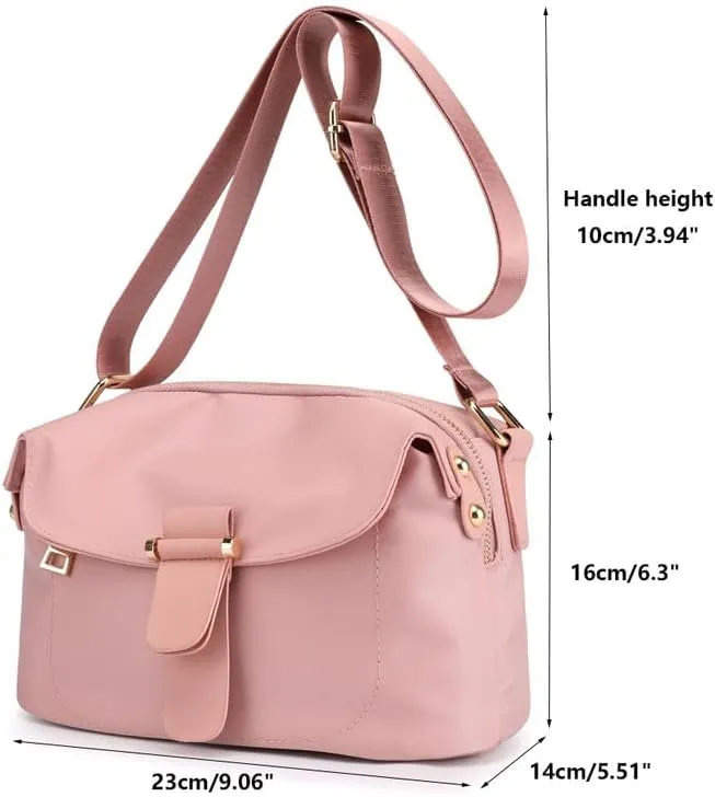 Women's Crossbody Handbags Nylon Crossbody Bags for Women Waterproof Shoulder Bag Travel Size Satchel Bags Hobo Handbag Pink