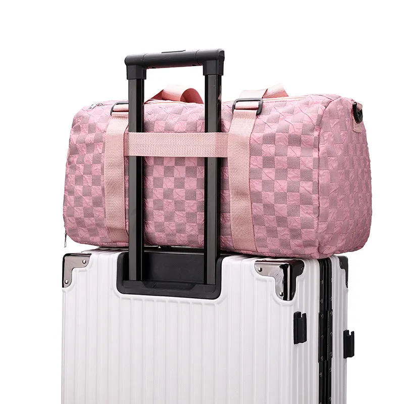 Women's Fashion Bubble Grid Large Capacity Dry Wet Travel Bags