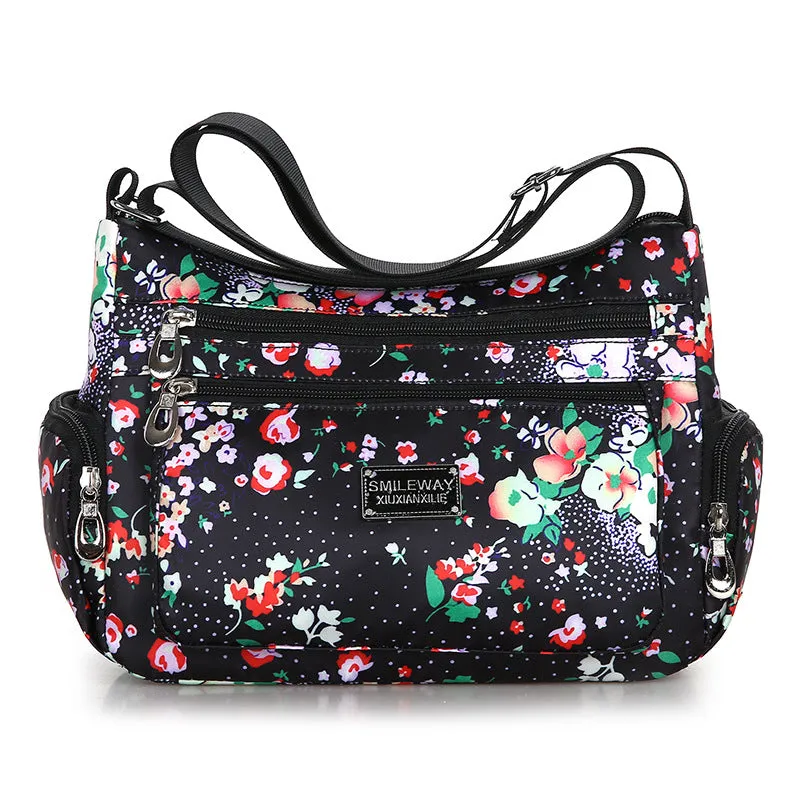 Women's Fashionable Printing Shopping Commuter Waterproof Nylon Shoulder Bags