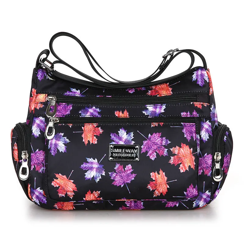 Women's Fashionable Printing Shopping Commuter Waterproof Nylon Shoulder Bags