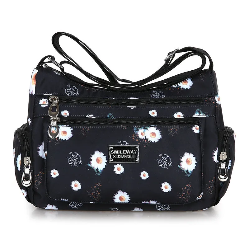 Women's Fashionable Printing Shopping Commuter Waterproof Nylon Shoulder Bags