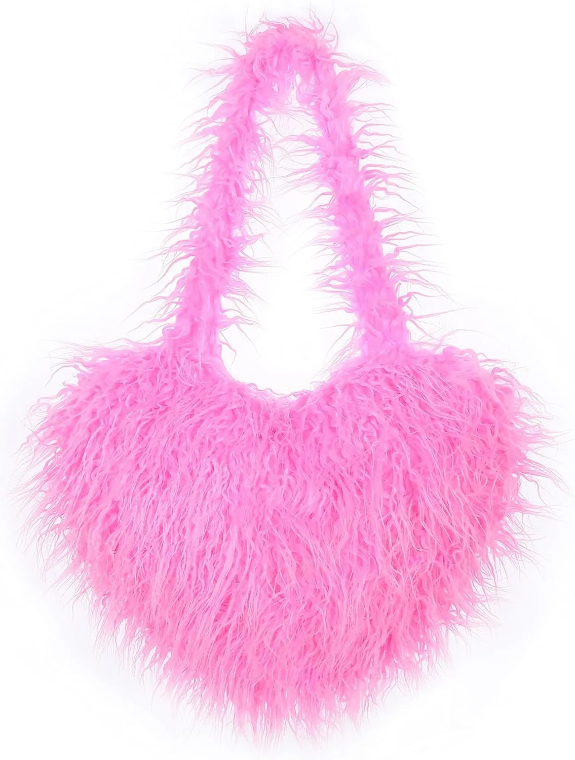 Women's Faux Fur Shoulder Bag Fleece Retro Shoulder Bag Fluffy Crossbody Bag Bag Love Shape Solid Color Purse