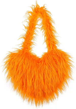 Women's Faux Fur Shoulder Bag Fleece Retro Shoulder Bag Fluffy Crossbody Bag Bag Love Shape Solid Color Purse