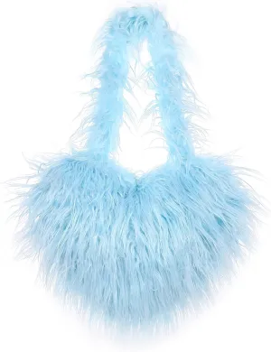 Women's Faux Fur Shoulder Bag Fleece Retro Shoulder Bag Fluffy Crossbody Bag Bag Love Shape Solid Color Purse