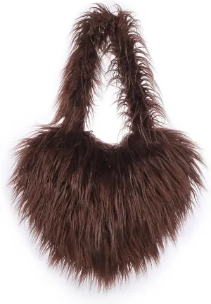 Women's Faux Fur Shoulder Bag Fleece Retro Shoulder Bag Fluffy Crossbody Bag Bag Love Shape Solid Color Purse