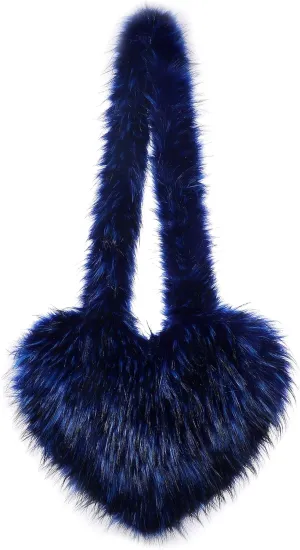 Women's Faux Fur Shoulder Purse Fleece Love Bag Heart Shape Y2k Crossbody Bag Chic Handbag Shoulder Bag