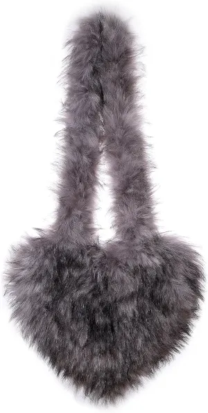 Women's Faux Fur Shoulder Purse Fleece Love Bag Heart Shape Y2k Crossbody Bag Chic Handbag Shoulder Bag