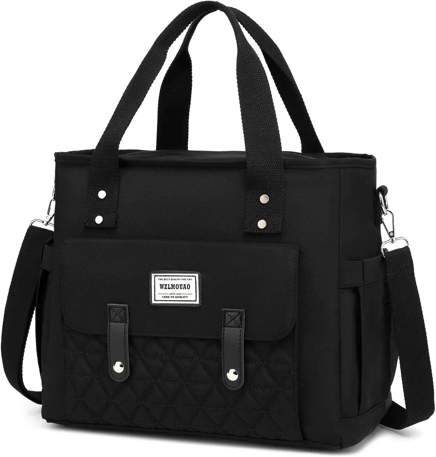 Women's Insulated Lunch Bag, Black, Nylon, 13.5" x 6.8" x 11.5"