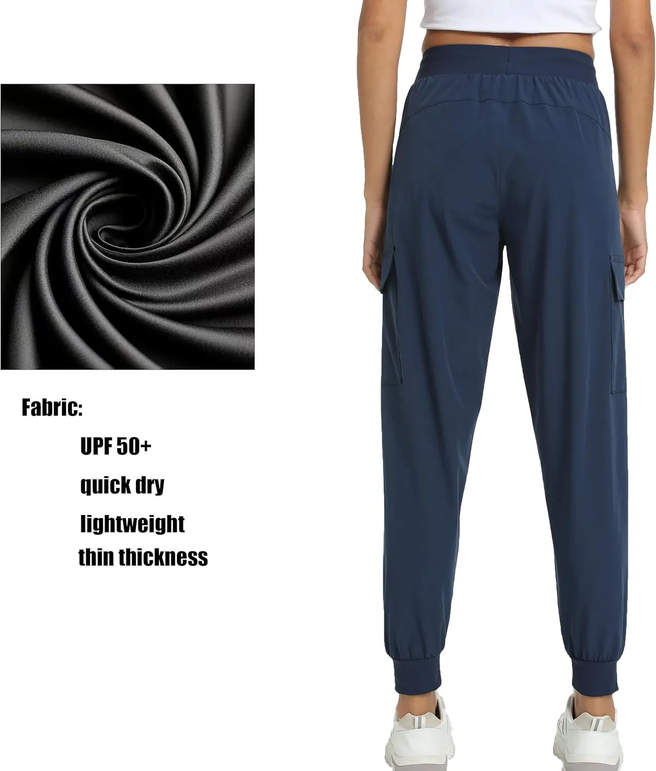 Women's Joggers with Pockets Lightweight - Water Resistant Cargo Athletic Pants for Hiking Running Camping Travel