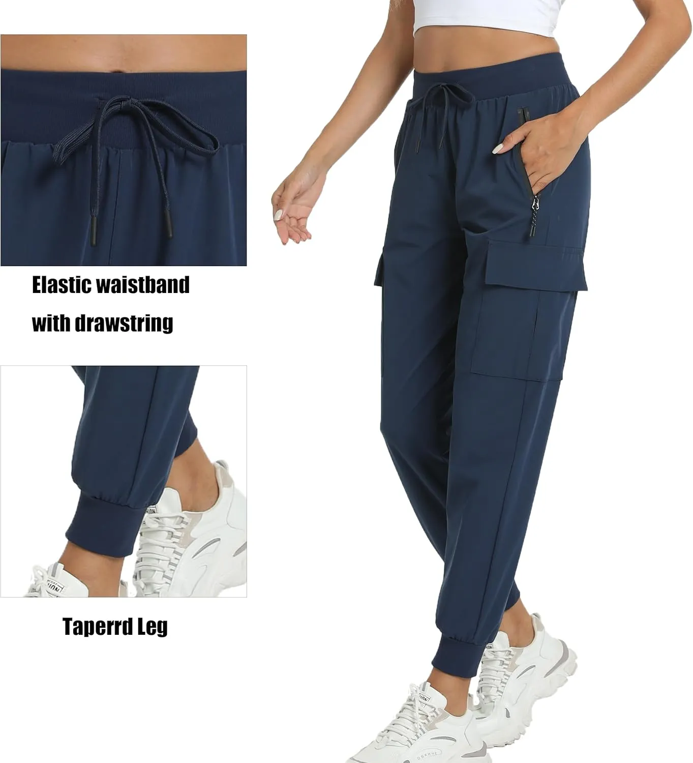 Women's Joggers with Pockets Lightweight - Water Resistant Cargo Athletic Pants for Hiking Running Camping Travel