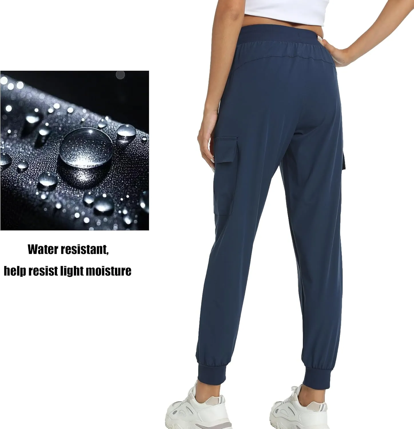 Women's Joggers with Pockets Lightweight - Water Resistant Cargo Athletic Pants for Hiking Running Camping Travel