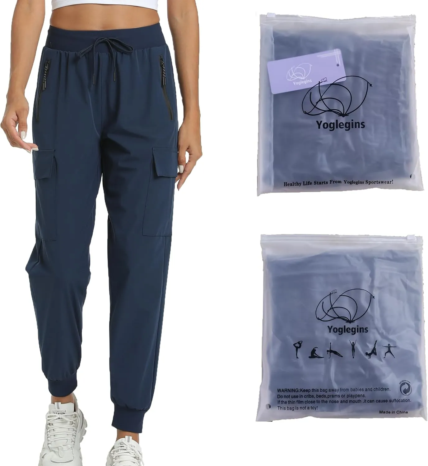 Women's Joggers with Pockets Lightweight - Water Resistant Cargo Athletic Pants for Hiking Running Camping Travel