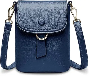 Womens Mini Shoulder Bags Crossbody Soft Leather Flap Over Mobile Phone Bag With Multi Pocket And Adjustable Strap