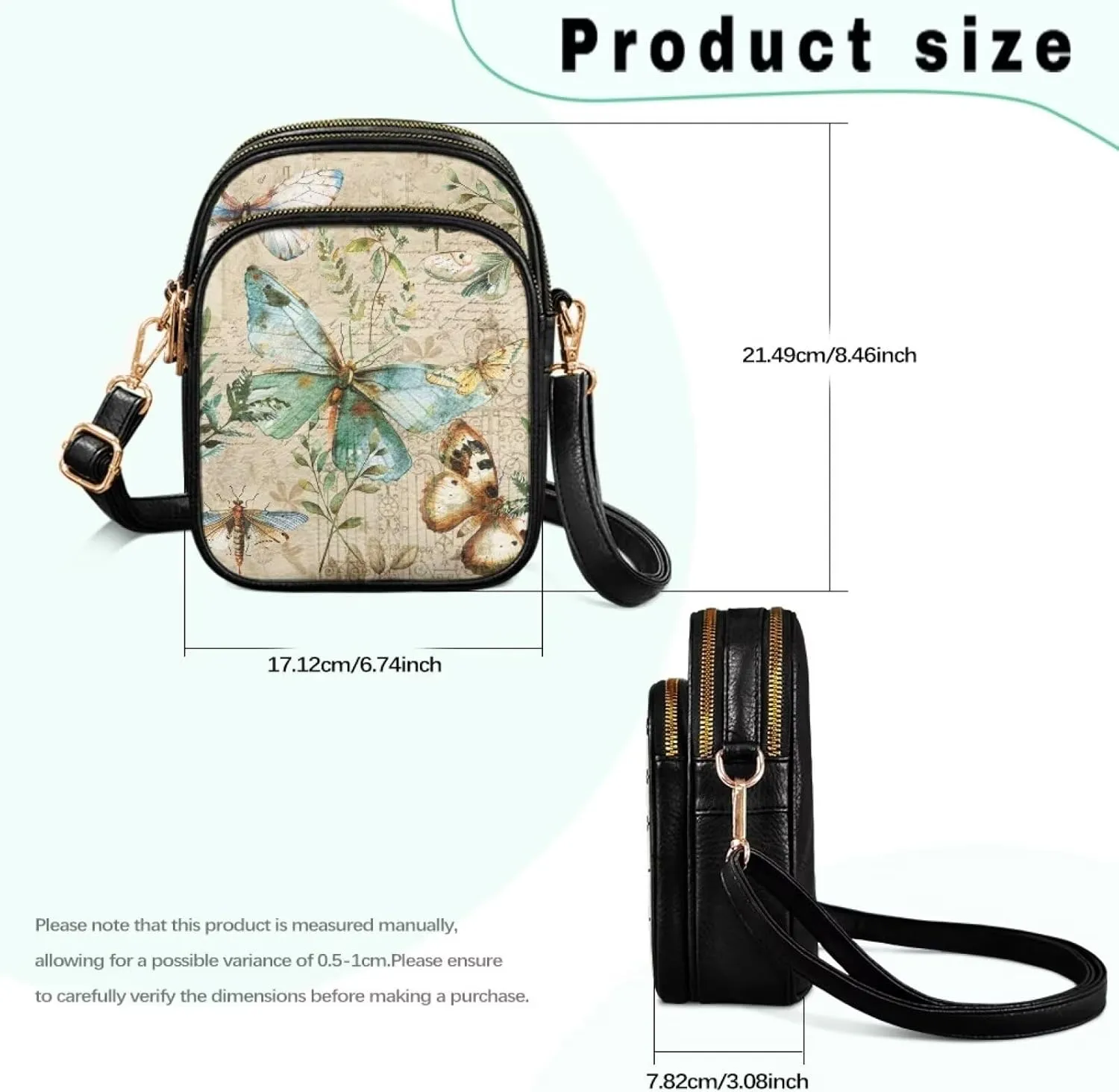 Womens Multi Pocket PU Leather Crossbody Bag Shoulder Bag Handbags with Adjustable Strap for Ladies Teen Girls