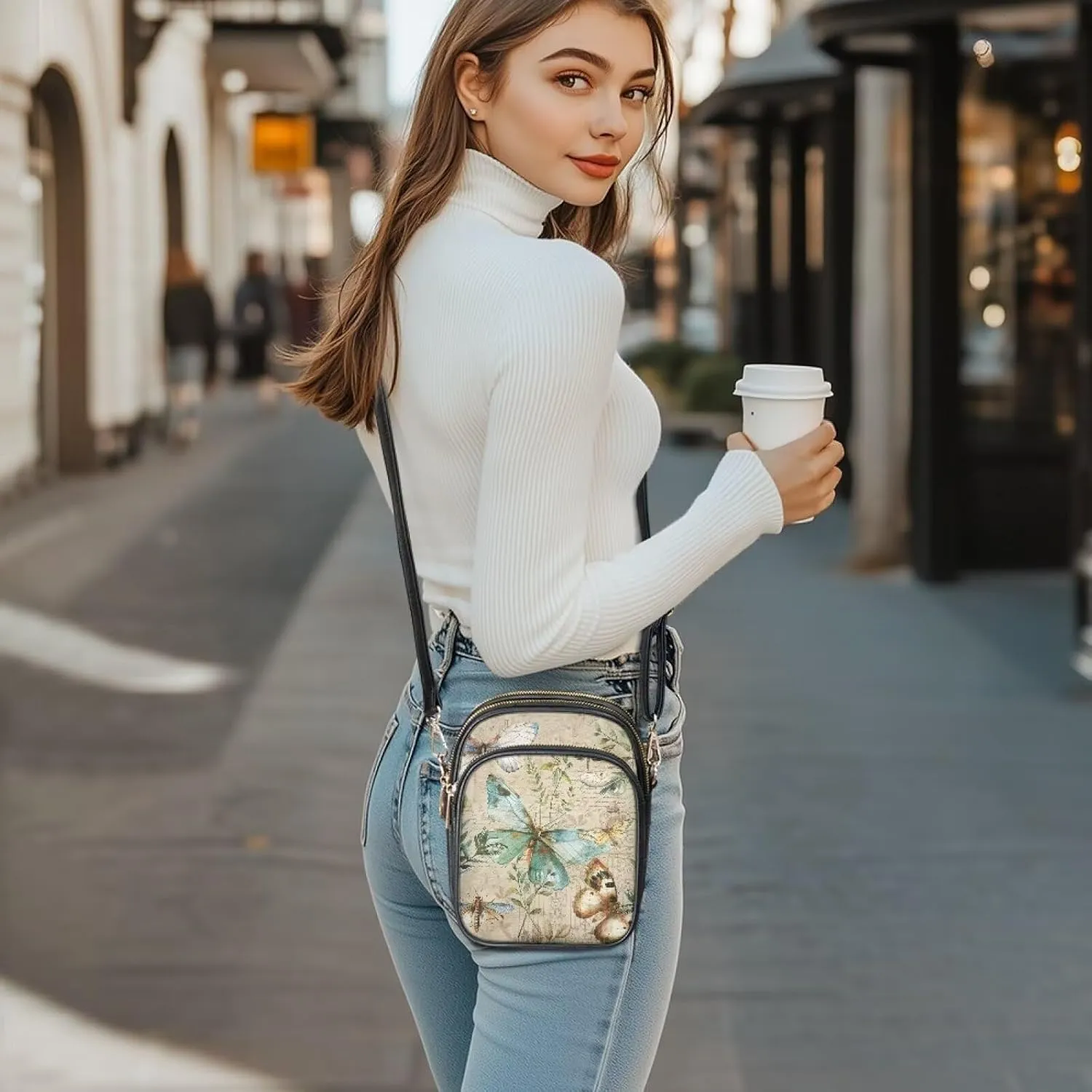 Womens Multi Pocket PU Leather Crossbody Bag Shoulder Bag Handbags with Adjustable Strap for Ladies Teen Girls