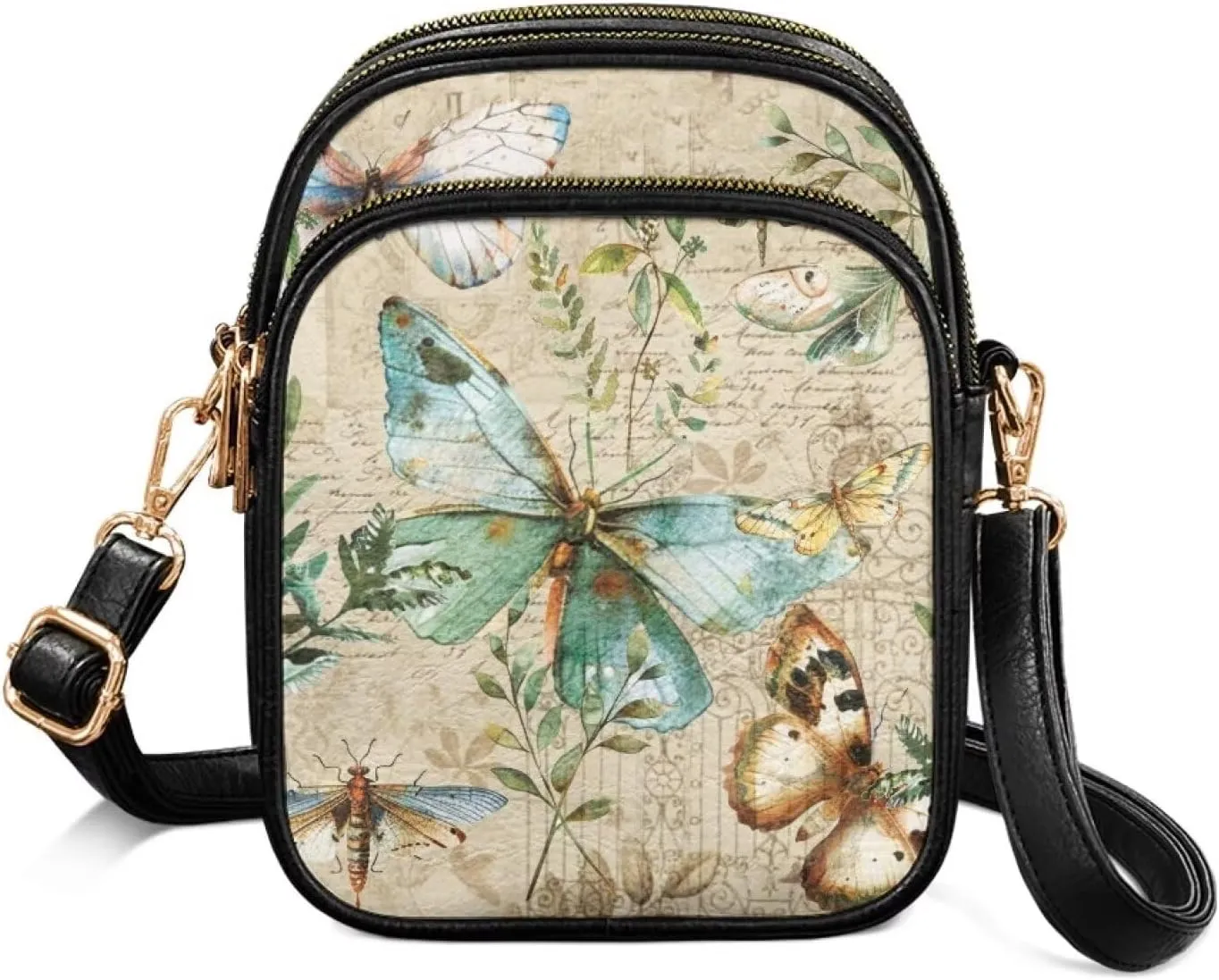Womens Multi Pocket PU Leather Crossbody Bag Shoulder Bag Handbags with Adjustable Strap for Ladies Teen Girls