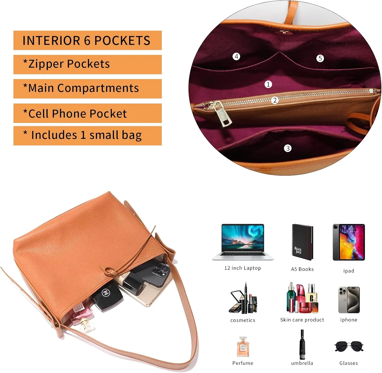 Women's Pleated Cowhide Single Shoulder Crossbody Bag
