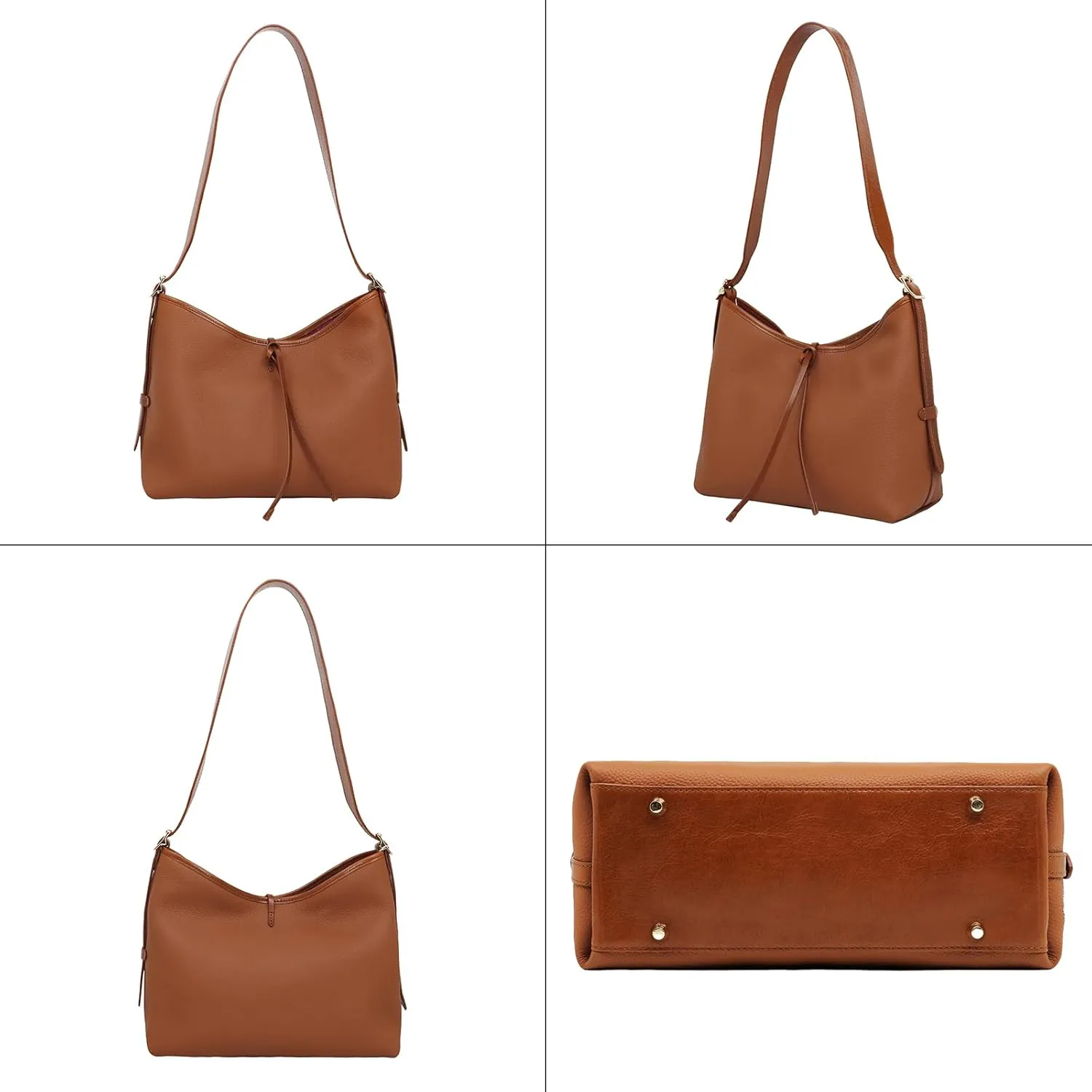 Women's Pleated Cowhide Single Shoulder Crossbody Bag