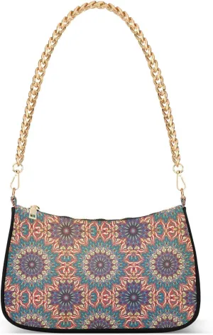 Women's Shoulder Handbags Chain Shoulder Brace for Women Bag Bohemian Pattern Ladies Vacation Handbags Tote Purse,Multi1