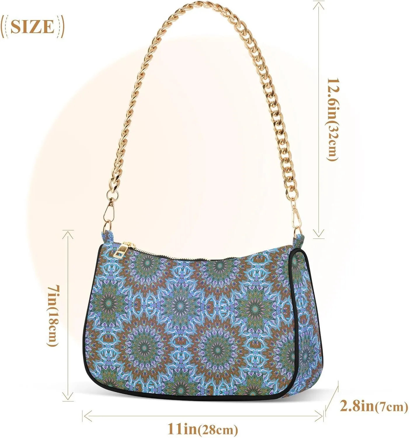 Women's Shoulder Handbags Chain Shoulder Brace for Women Bag Bohemian Pattern Ladies Vacation Handbags Tote Purse,Multi1