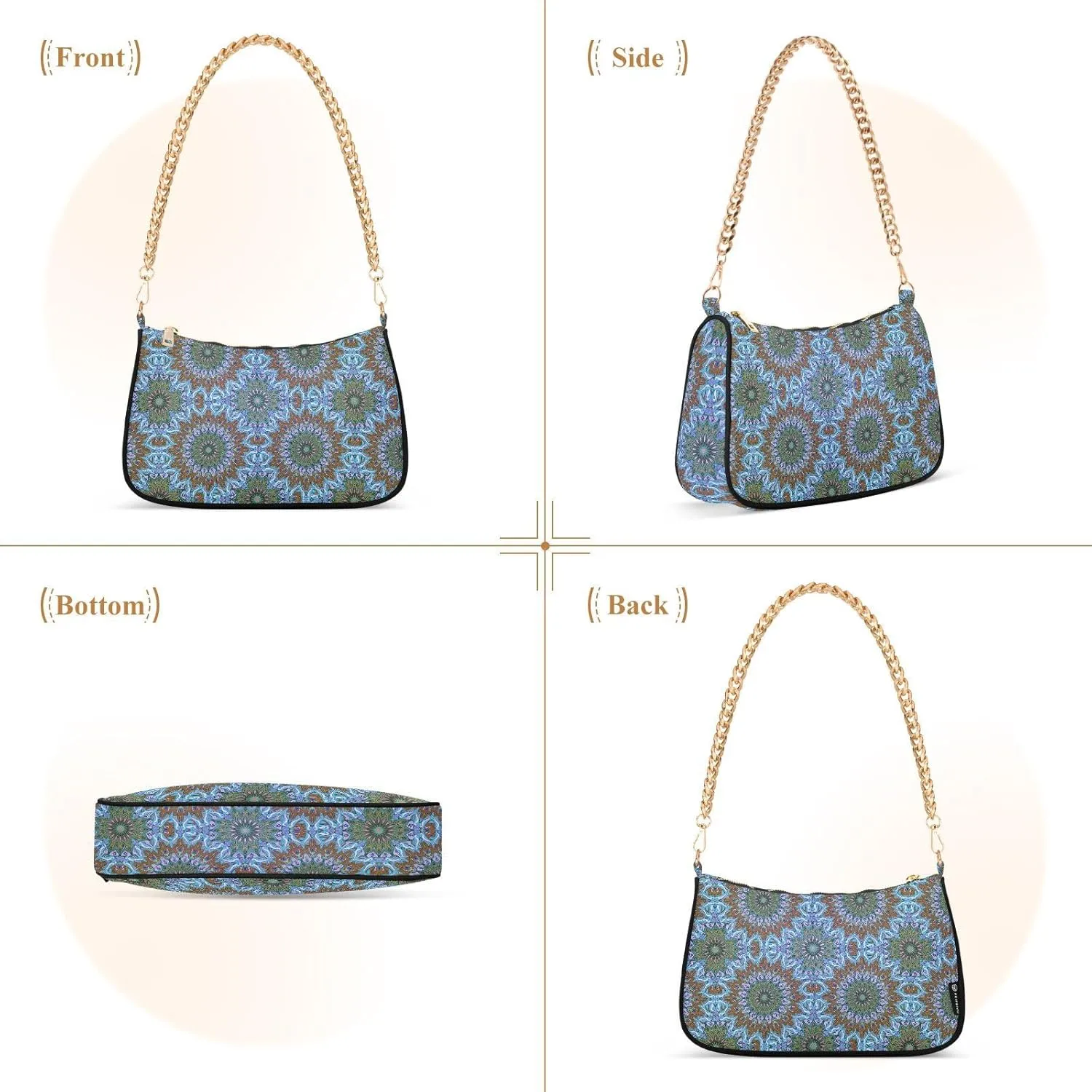 Women's Shoulder Handbags Chain Shoulder Brace for Women Bag Bohemian Pattern Ladies Vacation Handbags Tote Purse,Multi1