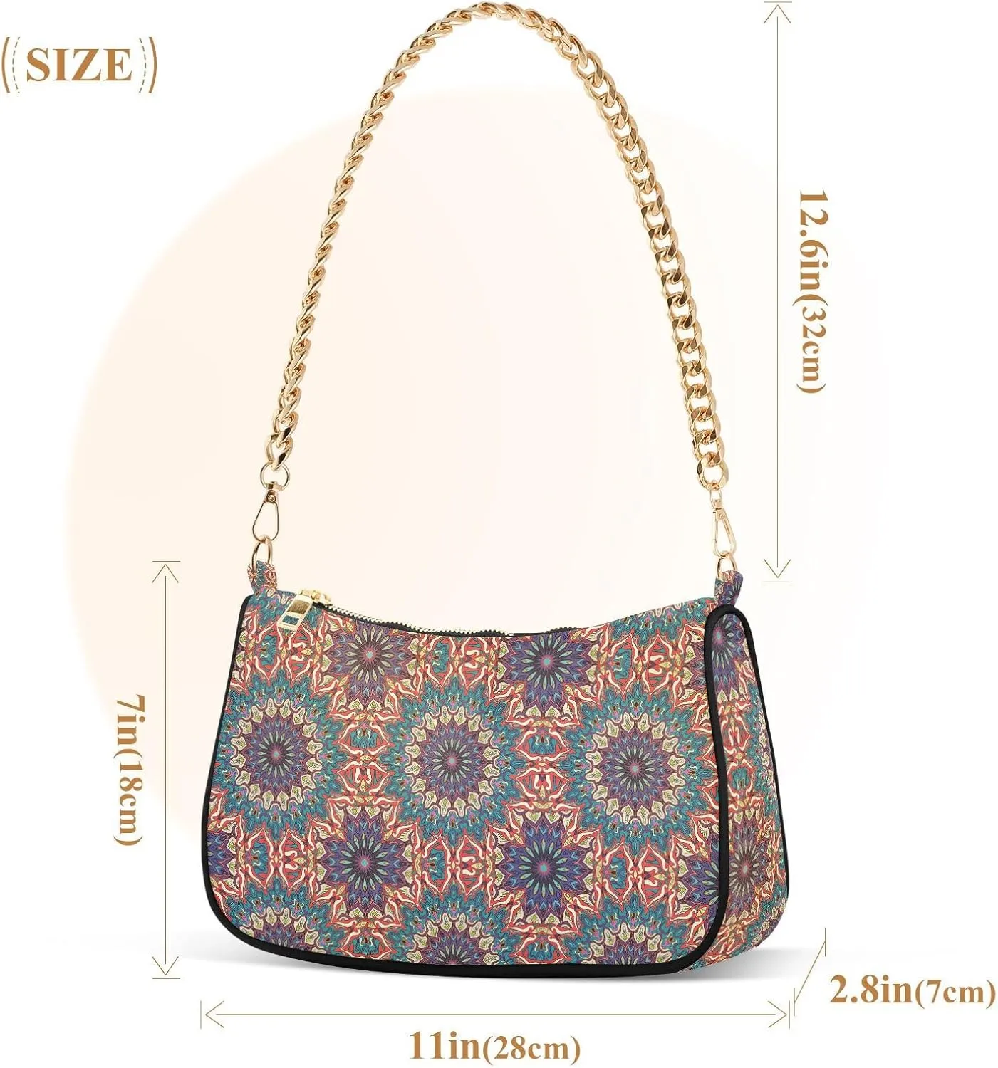 Women's Shoulder Handbags Chain Shoulder Brace for Women Bag Bohemian Pattern Ladies Vacation Handbags Tote Purse,Multi1