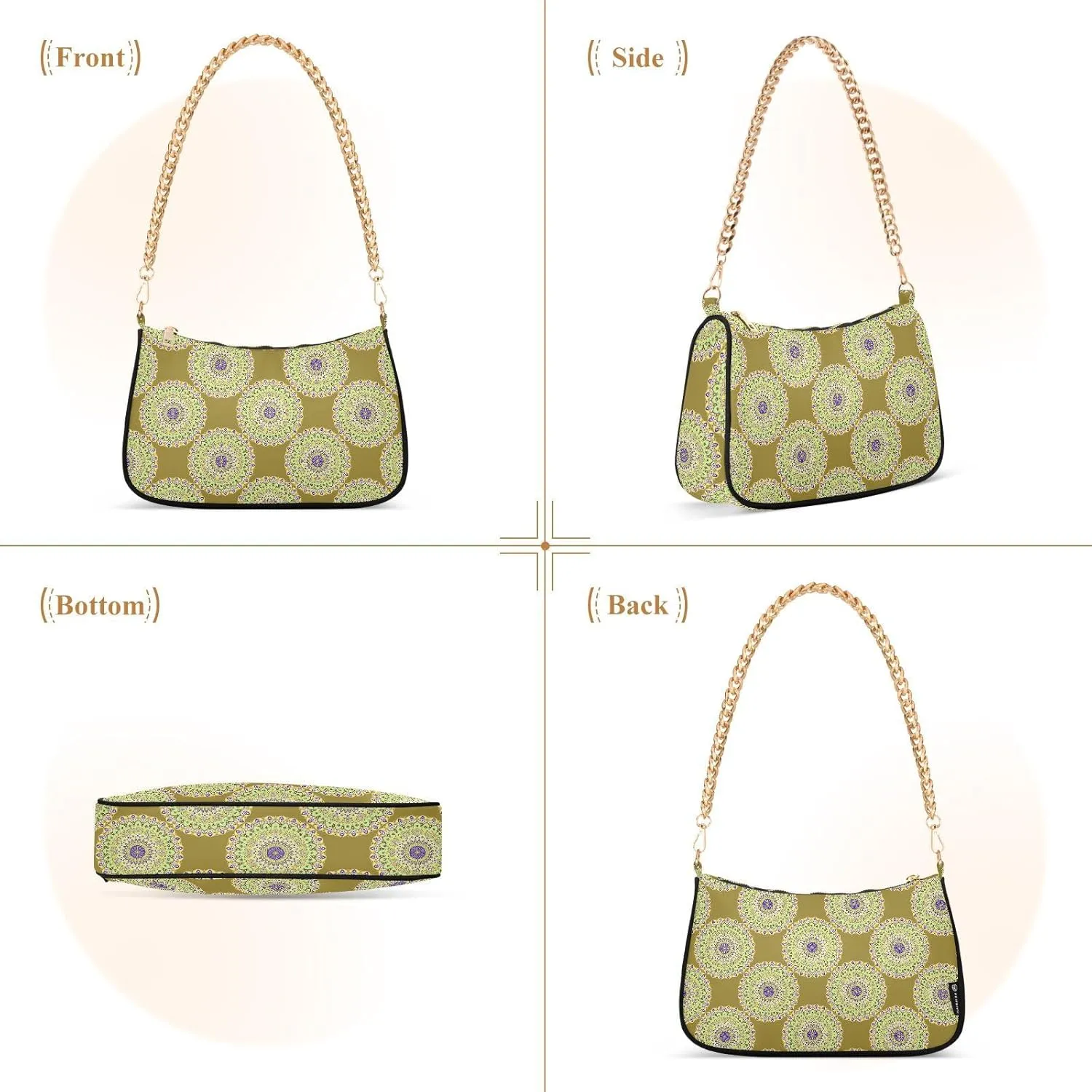 Women's Shoulder Handbags Chain Shoulder Brace for Women Bag Bohemian Print Ladies Vacation Handbags Tote Purse,Multi1