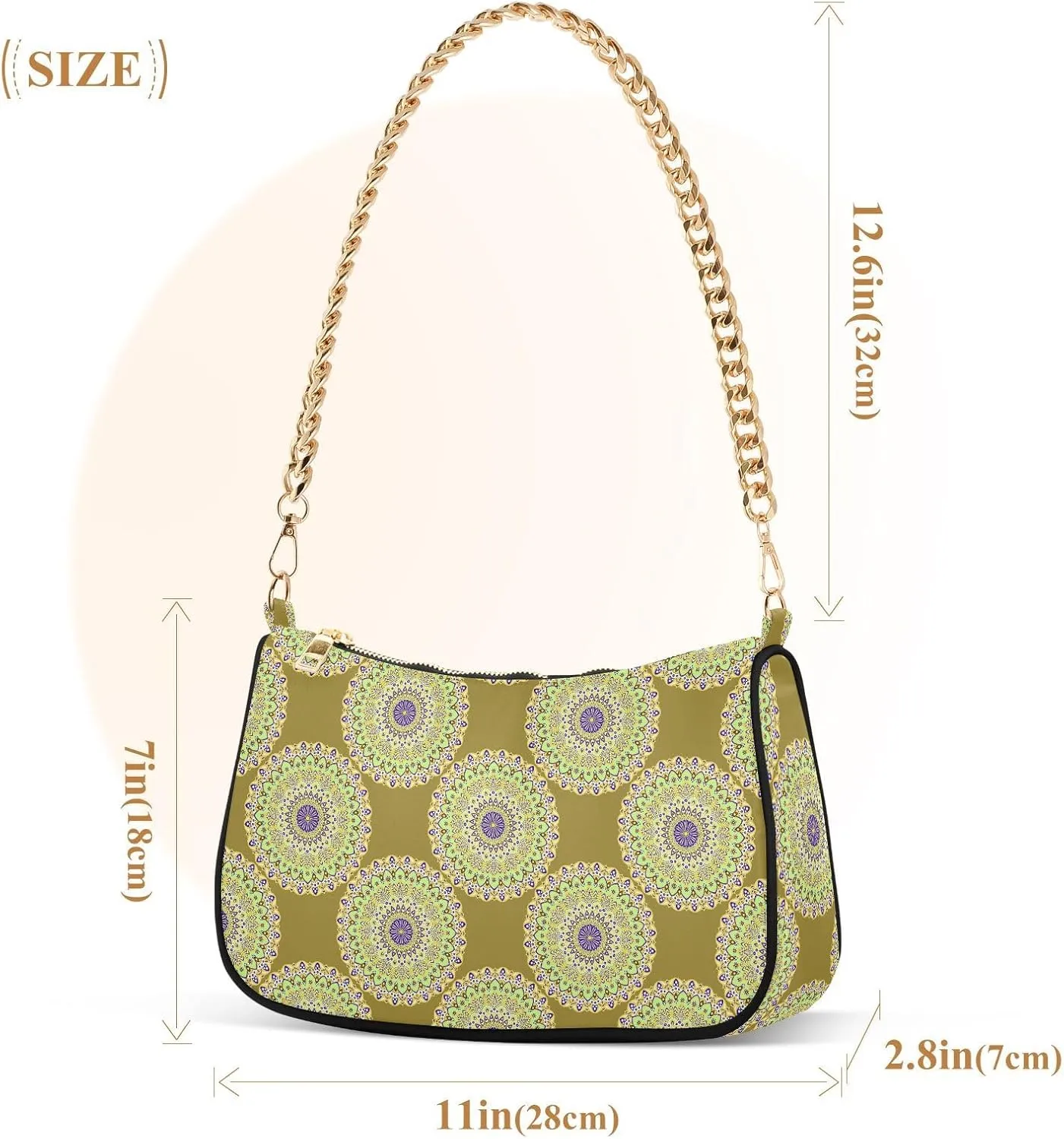 Women's Shoulder Handbags Chain Shoulder Brace for Women Bag Bohemian Print Ladies Vacation Handbags Tote Purse,Multi1