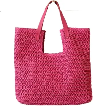 Women's single-shoulder straw bag, simple large-capacity tote bag, seaside holiday commuting