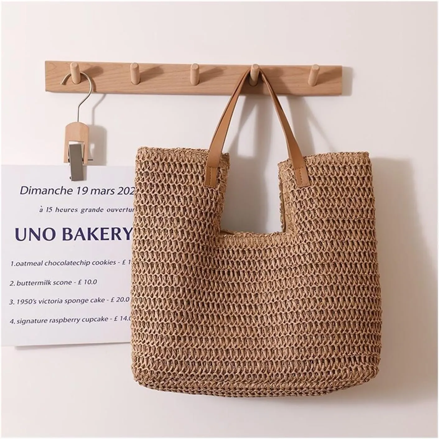 Women's single-shoulder straw bag, simple large-capacity tote bag, seaside holiday commuting
