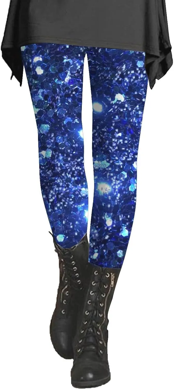 Womens Tummy Control Leggings Fashion Floral Printed Slim Gym Yoga Travel Pants Stretchy High Waisted Casual Trousers