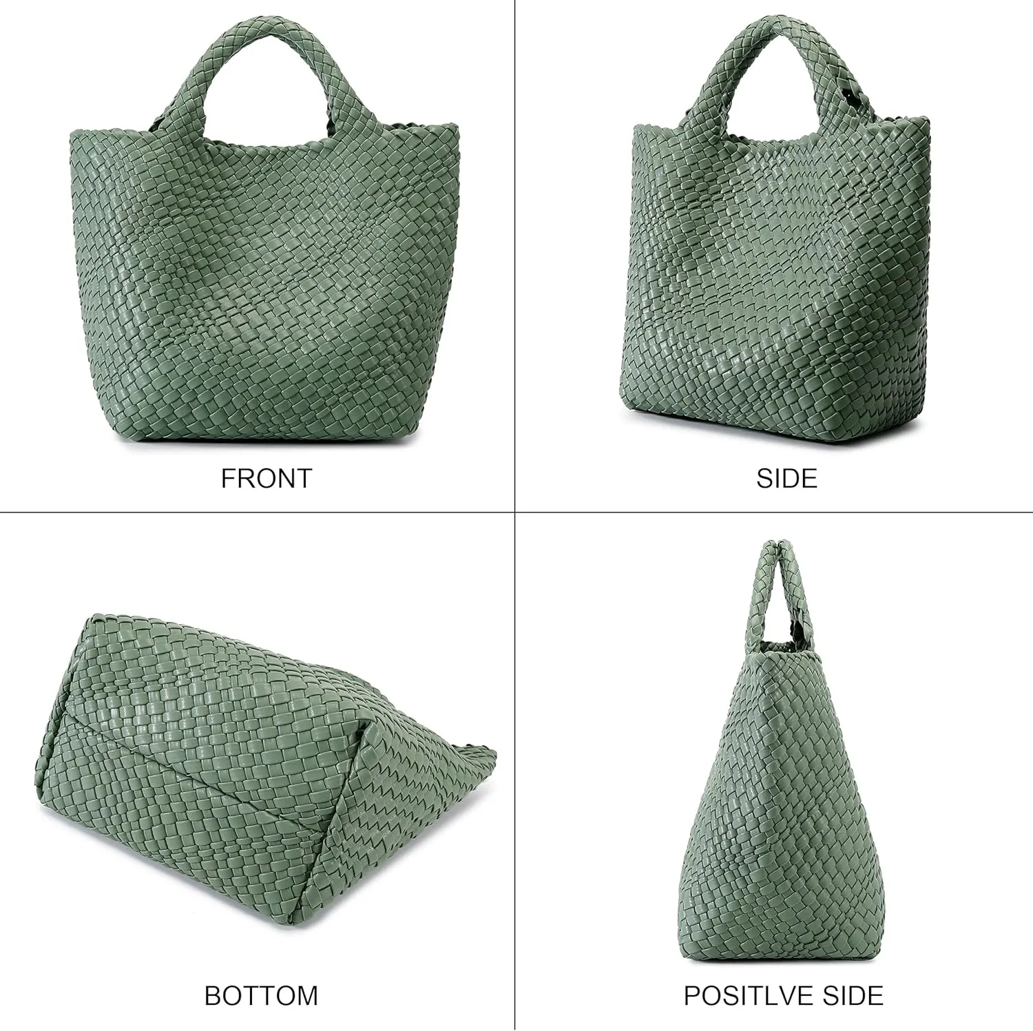 Woven Bag for Women, Vegan Leather Tote Bag Large Summer Beach Travel Handbag and Purse Retro Handmade Shoulder Bag