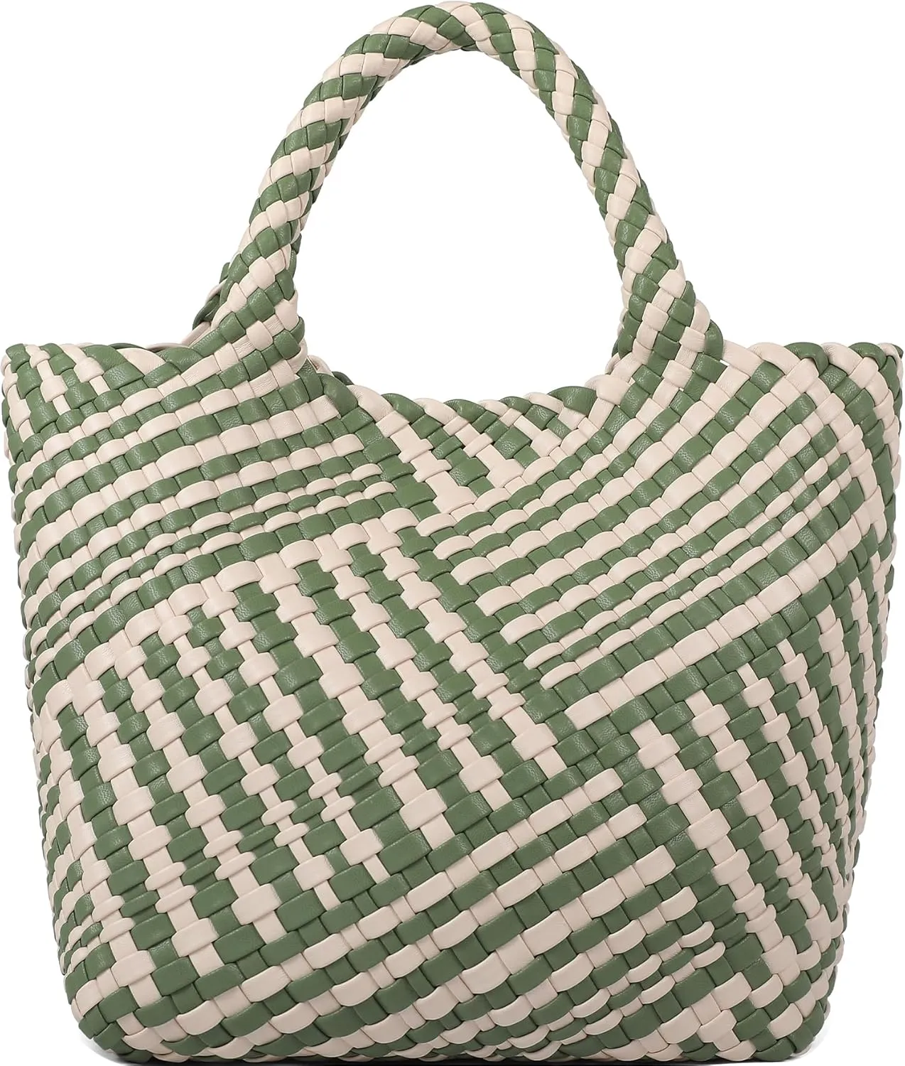 Woven Bag for Women, Vegan Leather Tote Bag Large Summer Beach Travel Handbag and Purse Retro Handmade Shoulder Bag