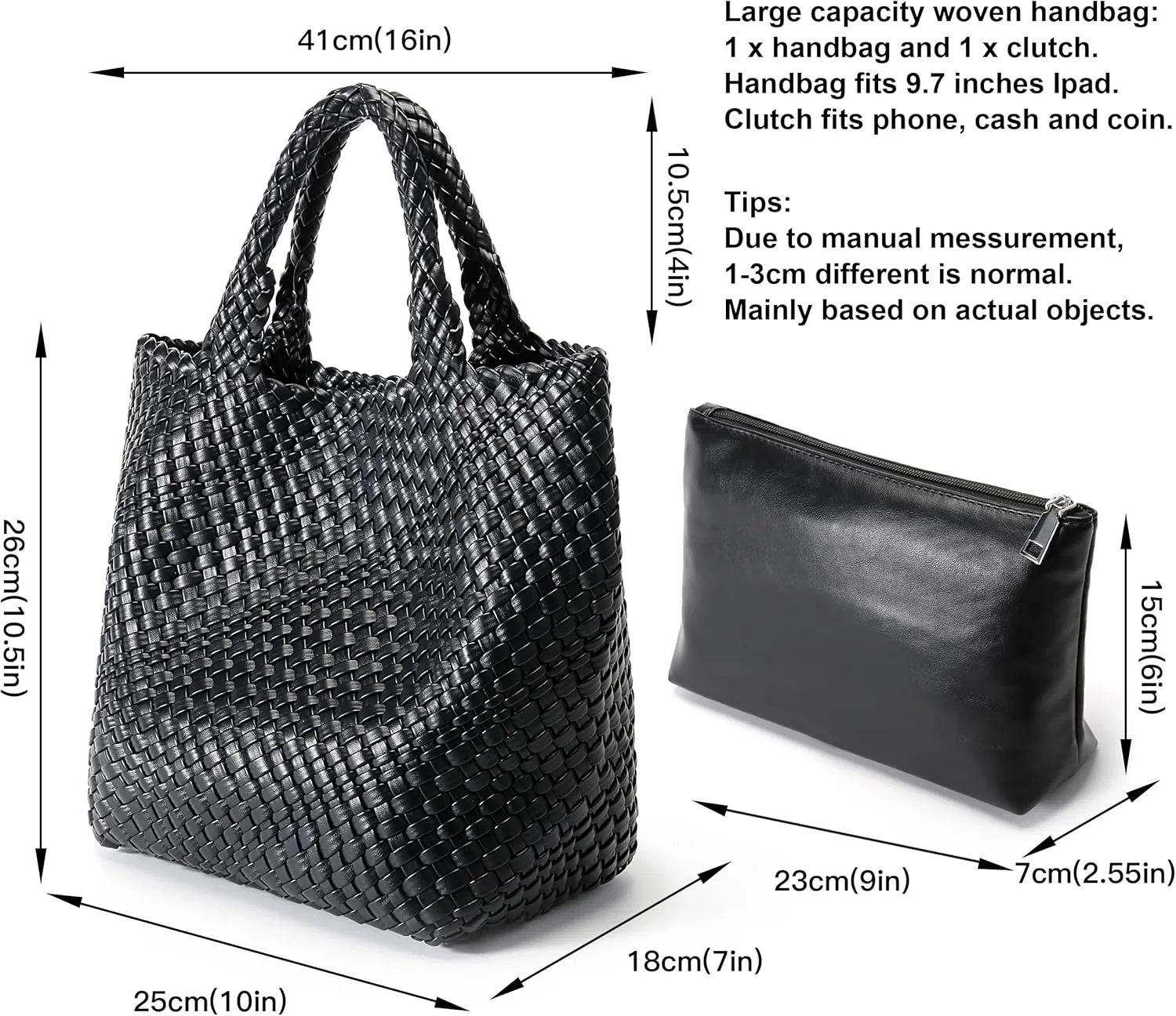 Woven Bag for Women, Vegan Leather Tote Bag Large Summer Beach Travel Handbag and Purse Retro Handmade Shoulder Bag