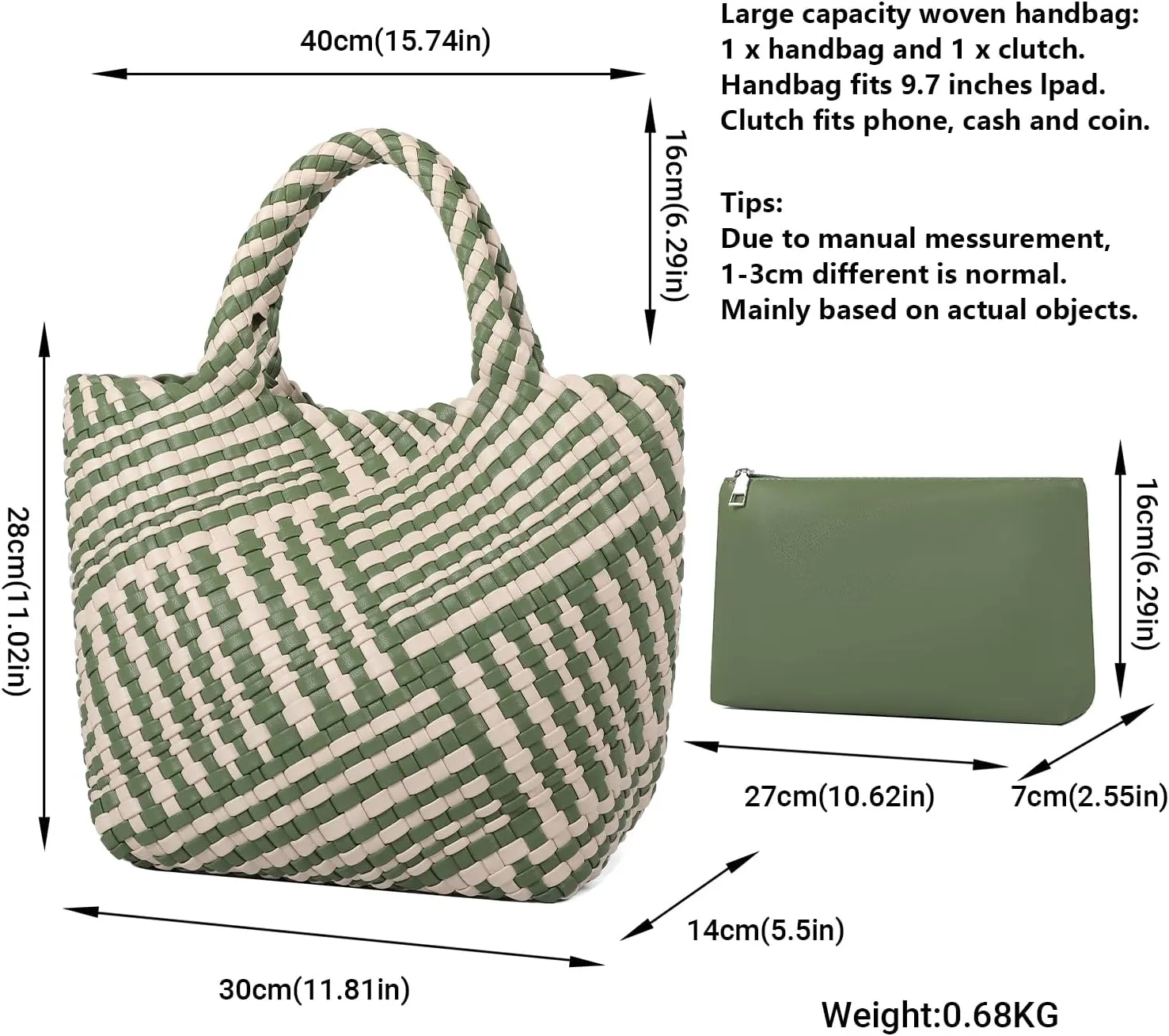 Woven Bag for Women, Vegan Leather Tote Bag Large Summer Beach Travel Handbag and Purse Retro Handmade Shoulder Bag
